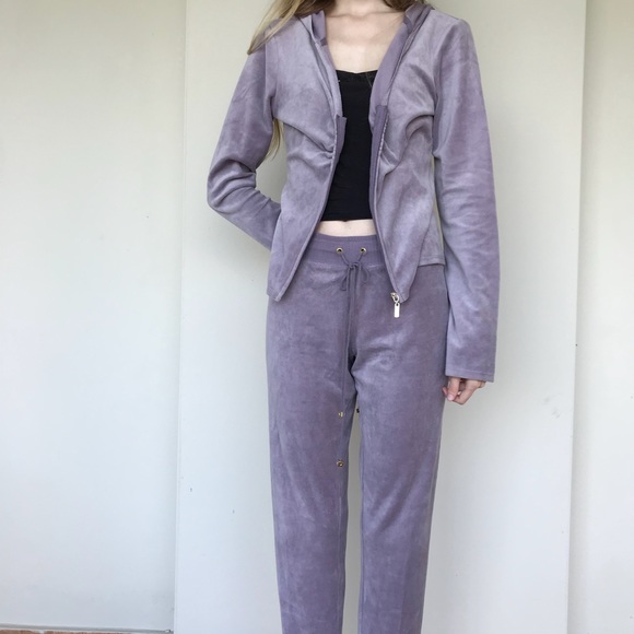 purple velvet sweatsuit